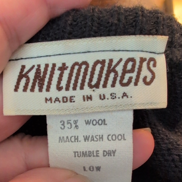 Vintage Black Wool-Blend Cardigan with Pearl Buttons SZ XS/S - Picture 11 of 15